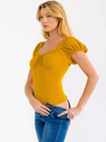 WOMEN'S SHORT SLEEVE RIBBED BODYSUIT